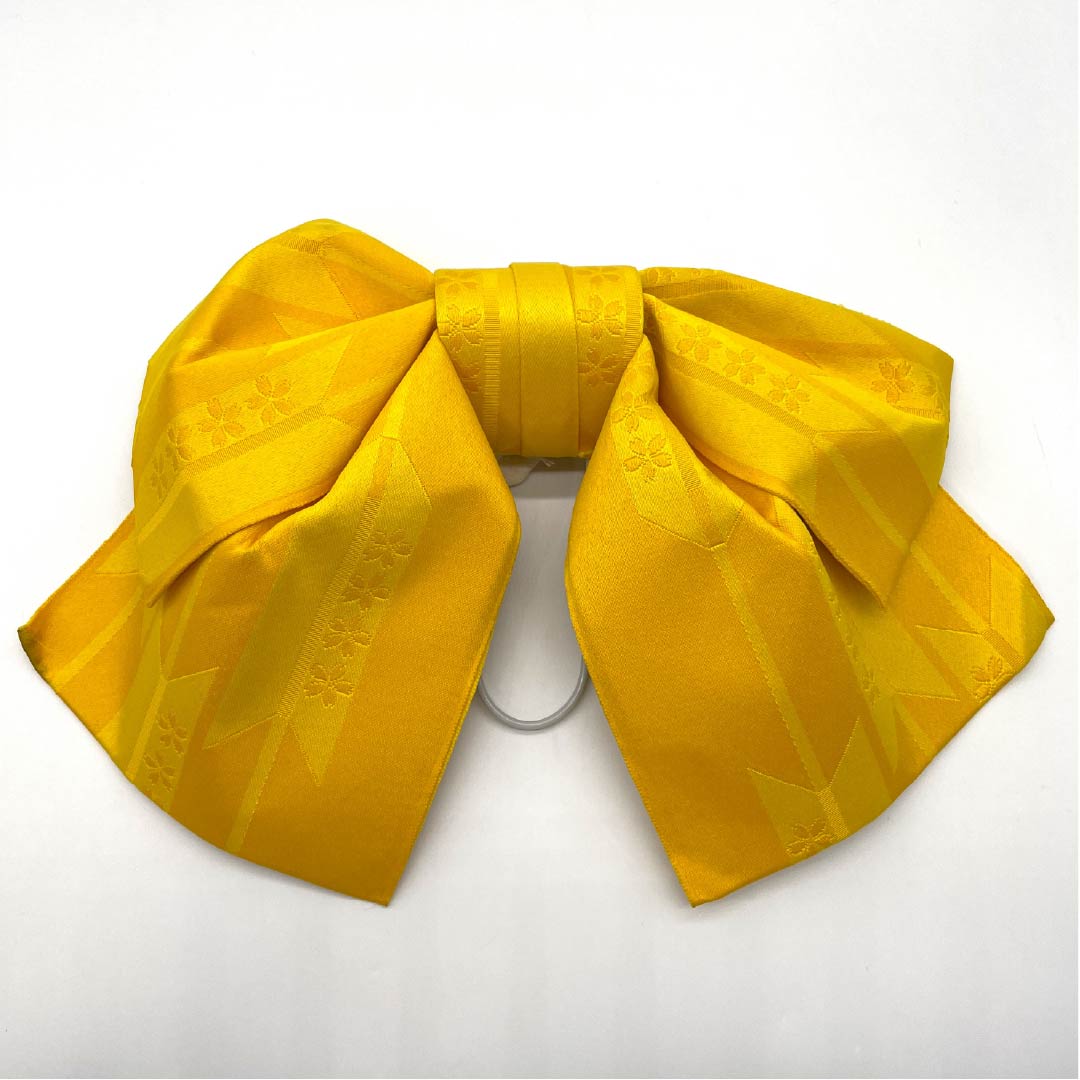 作り帯 ポリエステル 山吹色(やまぶきいろ) 矢絣 桜 浴衣用 Aランク 黄系 1131000703923