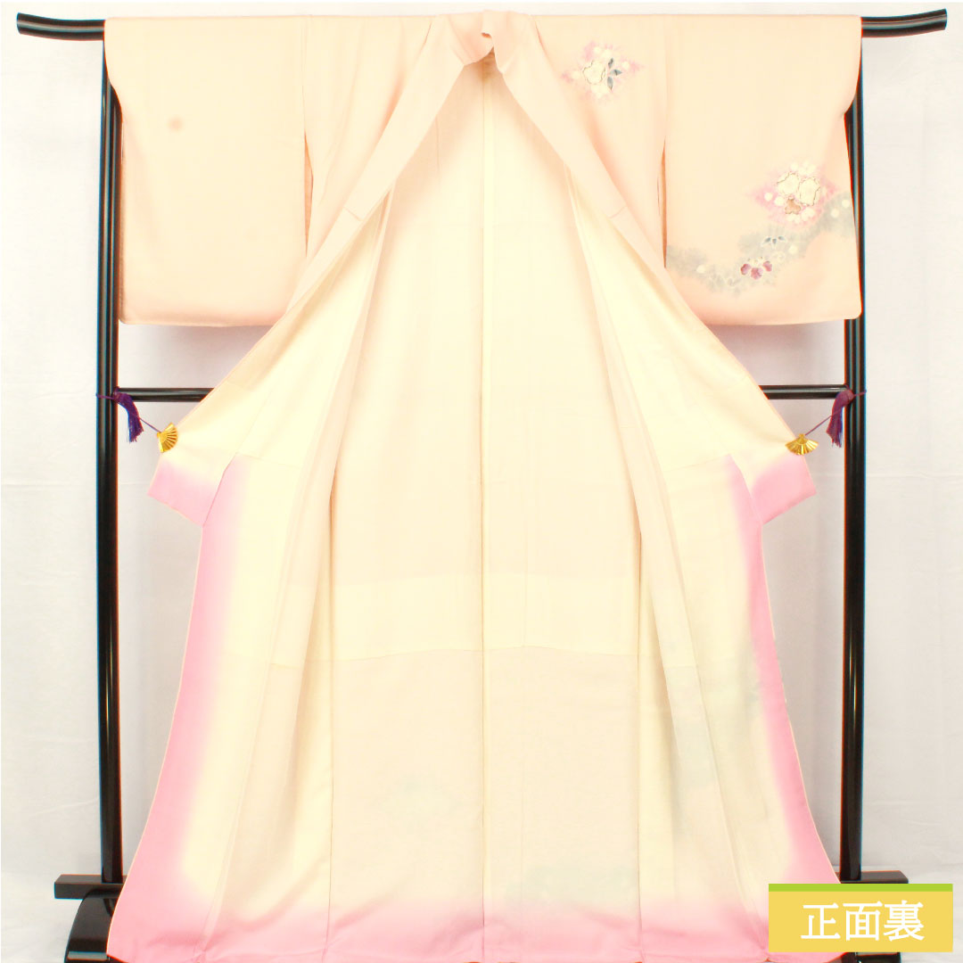 訪問着 正絹 袷 身丈158cm 裄丈67cm 乙女色(おとめいろ) 京友禅 辻ヶ花 Sランク ピンク系 1112005192313