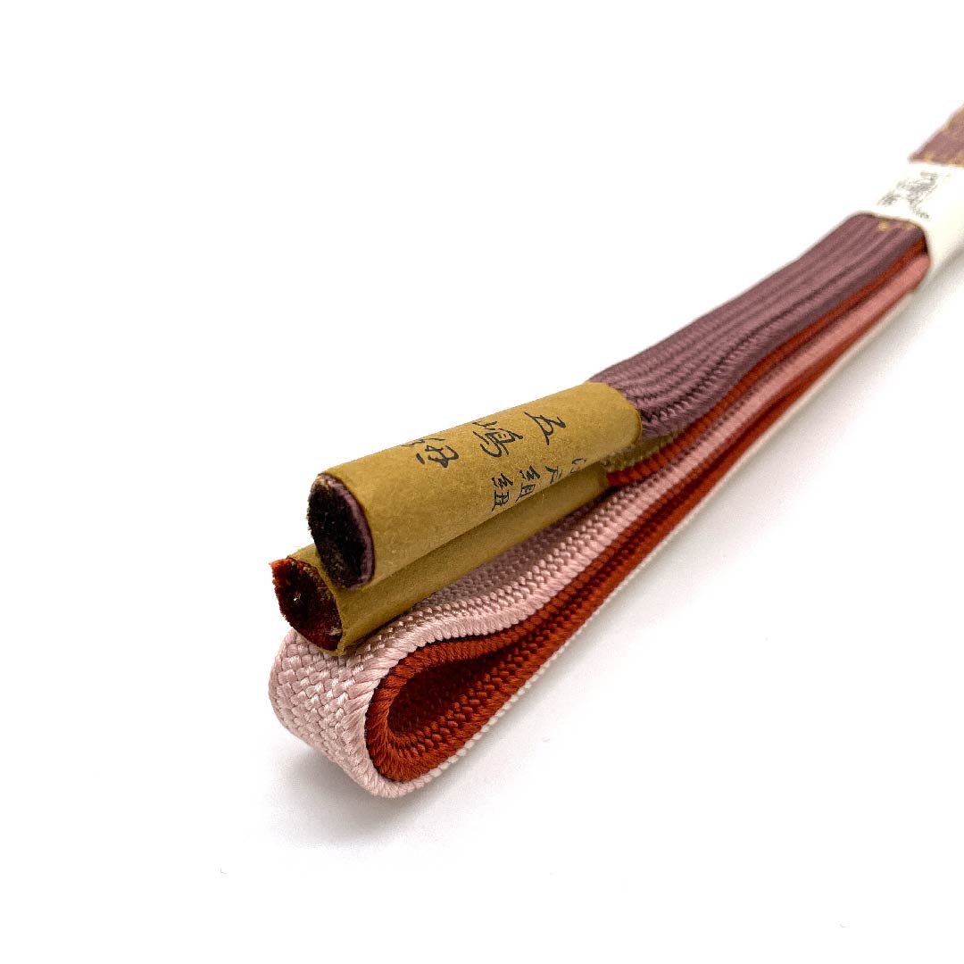 (New old stock) Obijime, pure silk, quarter-length cord, gradation, Goshima cord, Edo braid, metallic thread used, length approx. 159cm, width approx. 1.7cm, semi-formal, S rank, gradation style, 1135002362399