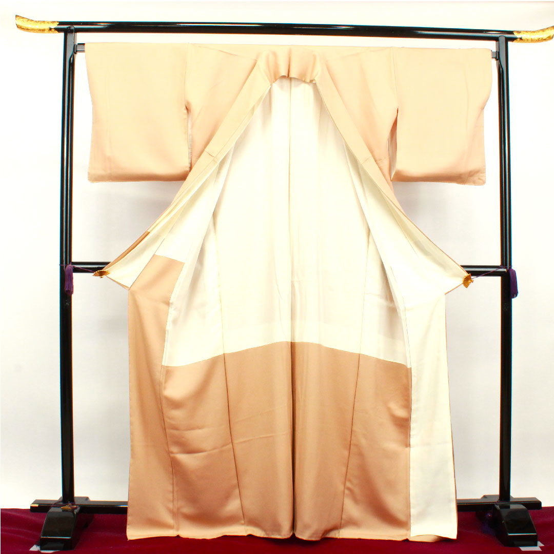 Colored Tomesode, Length 164.5cm, Sleeve Length 69cm, Lined, Walnut, Kyo-Yuzen, Peacock, Orchid, Three-Floor Diamond, Pure Silk, S Rank, One Crest, Beige, 1111001172425