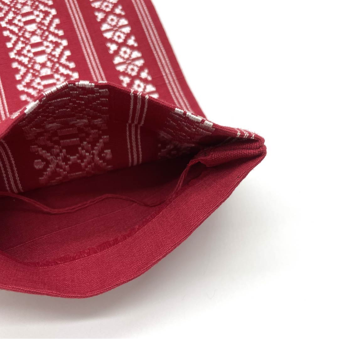 (未仕立)半幅帯 木綿 茜色(あかねいろ) 献上柄 博多織 帯丈316cm 朱系 Aランク 1125001673316