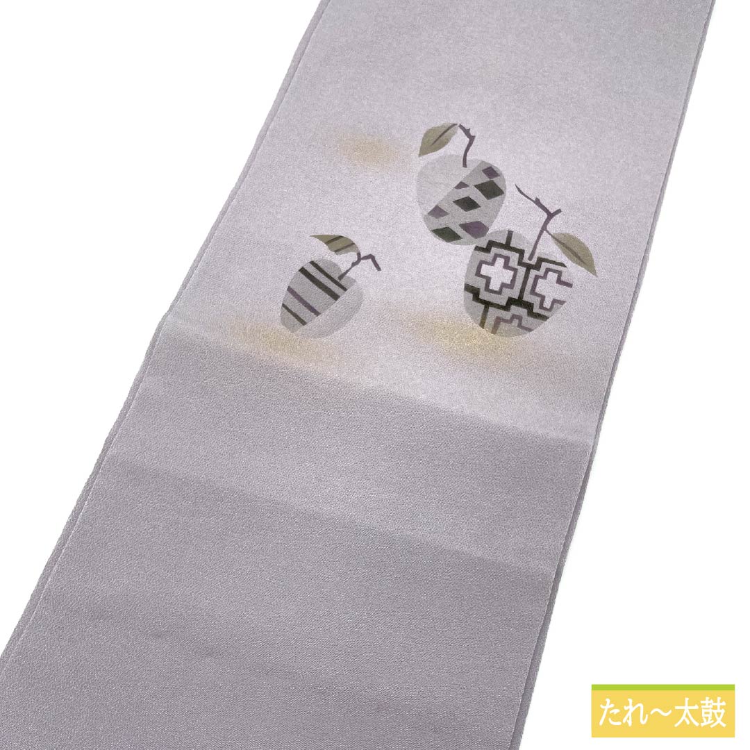 Nagoya obi, light purple, crepe fabric, dyed obi, fruit, obi length 372cm, pure silk, A rank, point pattern, casual, purple, 1124007473320, Nagoya style