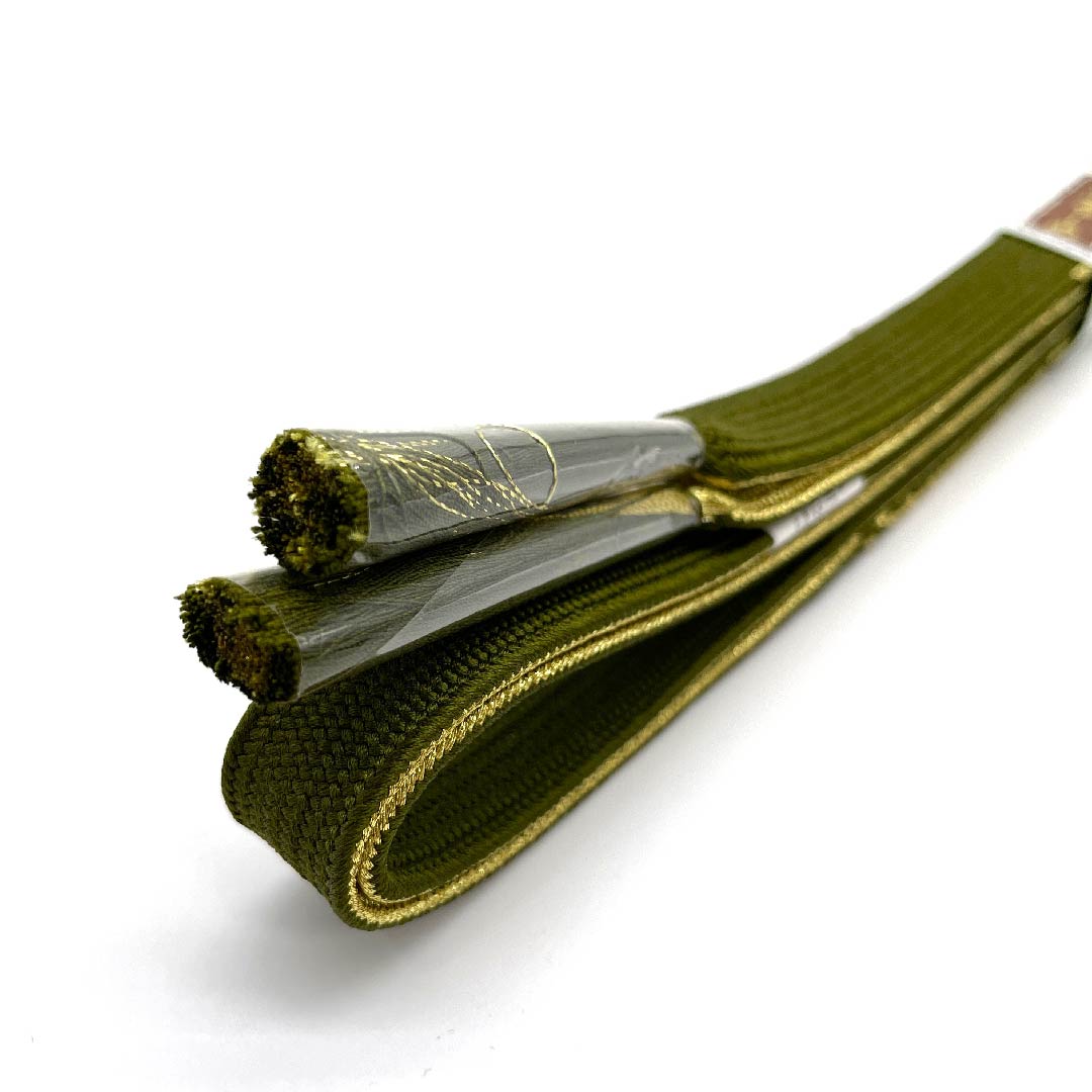 (New old stock) Obijime (sash fastener) Pure silk, quarter-length string, lizard color, metallic thread used, new old stock, length approx. 159cm, width approx. 1.5cm, semi-formal, S rank, green, 1135002172319