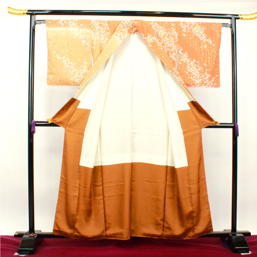 訪問着 正絹 袷 身丈159cm 裄丈64cm 京友禅 桜 しつけ糸付き 未使用品 Sランク グラデーション系 1112003132399