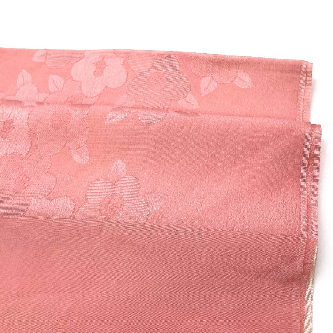 帯揚げ 正絹 Sランク カジュアル 一重梅色(ひとえうめいろ) 椿 長さ約168cm 幅約28.5cm ピンク系 1136004432913