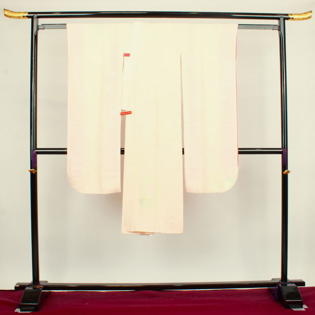 長襦袢 正絹 身丈124cm 裄丈64cm 単衣 振袖用 ボカシ染 雪輪 椿 Aランク ピンク系 1129000393113