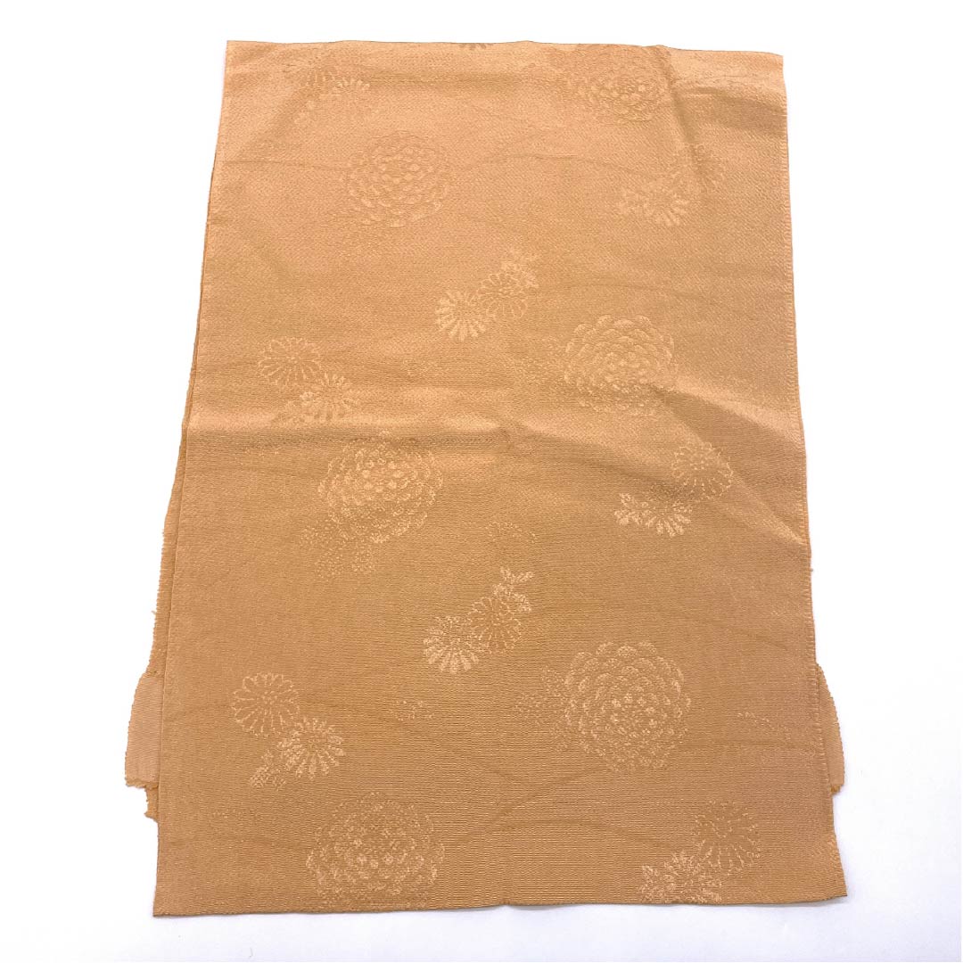 帯揚げ 正絹 セミフォーマル 肌色(はだいろ) 菊 花柄 古典柄 長さ約164cm 幅約29.5cm Sランク 橙系 1136000622926