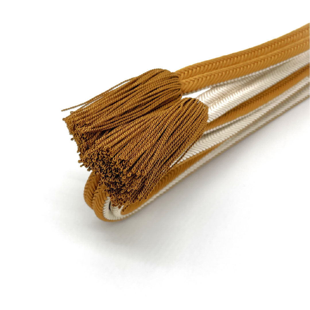 (新品)帯締め 正絹 NEWランク 狐色(きつねいろ) 伊賀くみひも 無地 撚り房 長さ約163cm 幅約1.1cm カジュアル 茶系 1135005211314