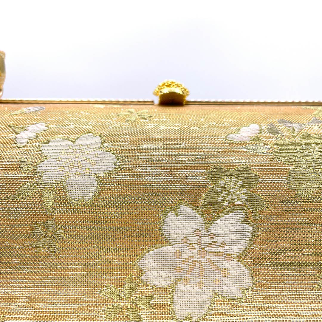 Formal Japanese style bag, vermilion (hanezuiro), for furisode, cherry blossom, classic pattern, orange, A rank, 113900038326