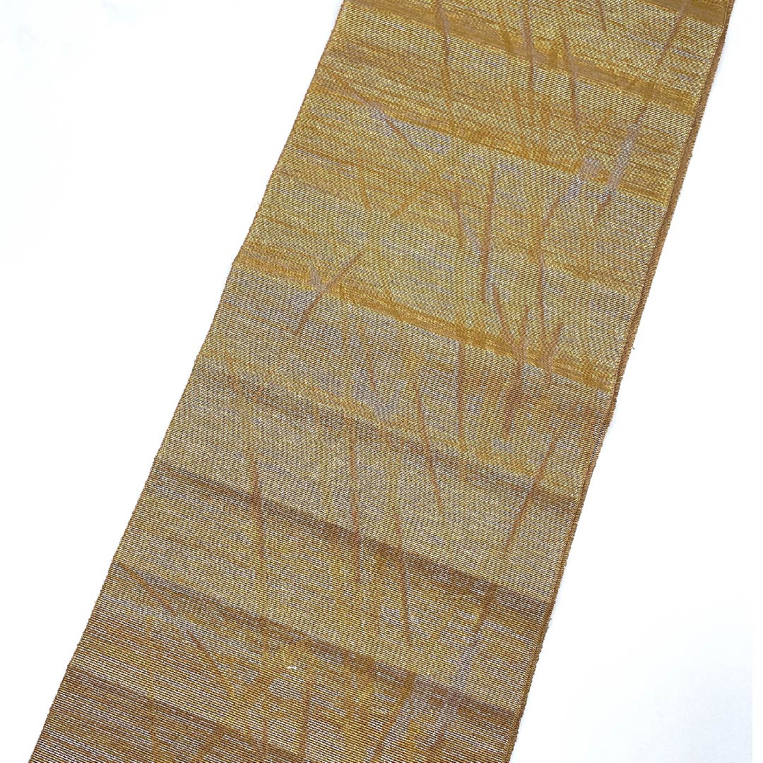 Nagoya obi, gold, summer obi, silk, abstract pattern, obi length 398cm, pure silk, A rank, full length, semi-formal, gold, 1124004463321, open style