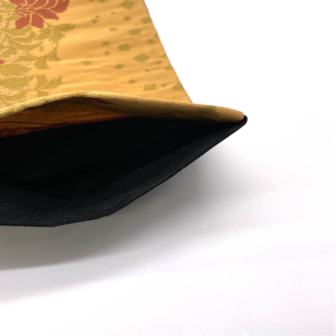 (未仕立)半幅帯 ポリエステル 雄黄色(ゆうおういろ) 唐草 帯丈436cm 橙系 Sランク 1125001812426