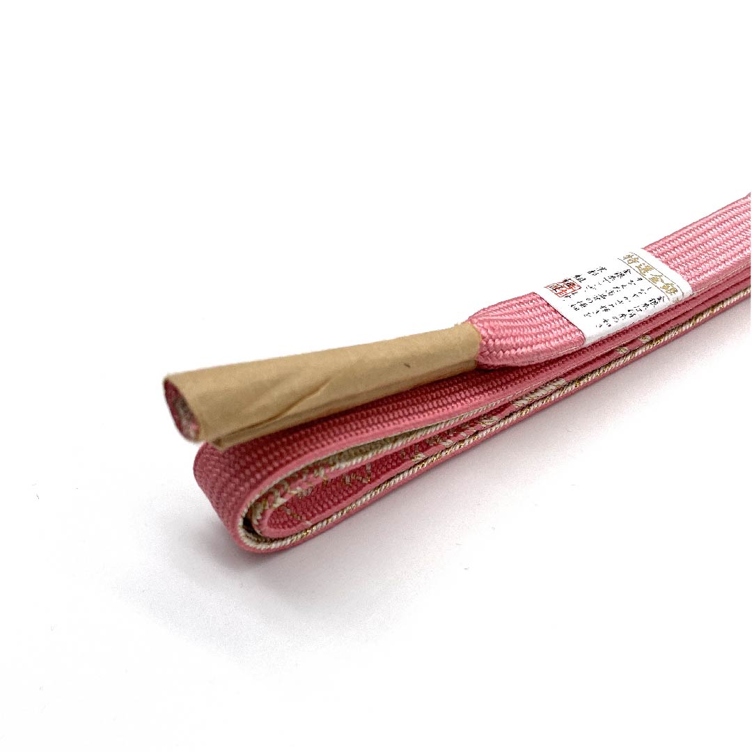 (新古品) 帯締め 正絹 四分紐 桃紅色色(とうこうしょくいろ) 金属糸使用 特選金銀糸 新古品 長さ約159cm 幅約1.5cm セミフォーマル Sランク ピンク系 1135002812313