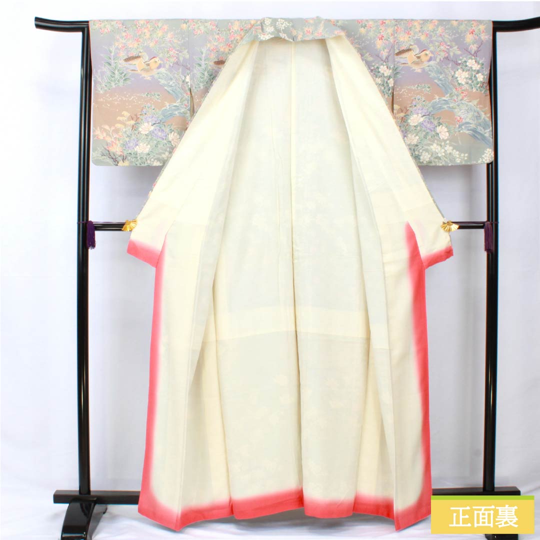 Komon, pure silk, length 160.5cm, sleeve length 64cm, lined, flower and bird pattern, with basting thread, S rank, gradation style, 1115005782499