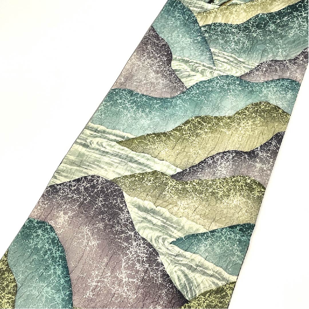 袋帯 ふくれ織り 抽象模様 ラメ 帯丈434cm 正絹 Bランク 六通 カジュアル グラデーション系 1123003064399