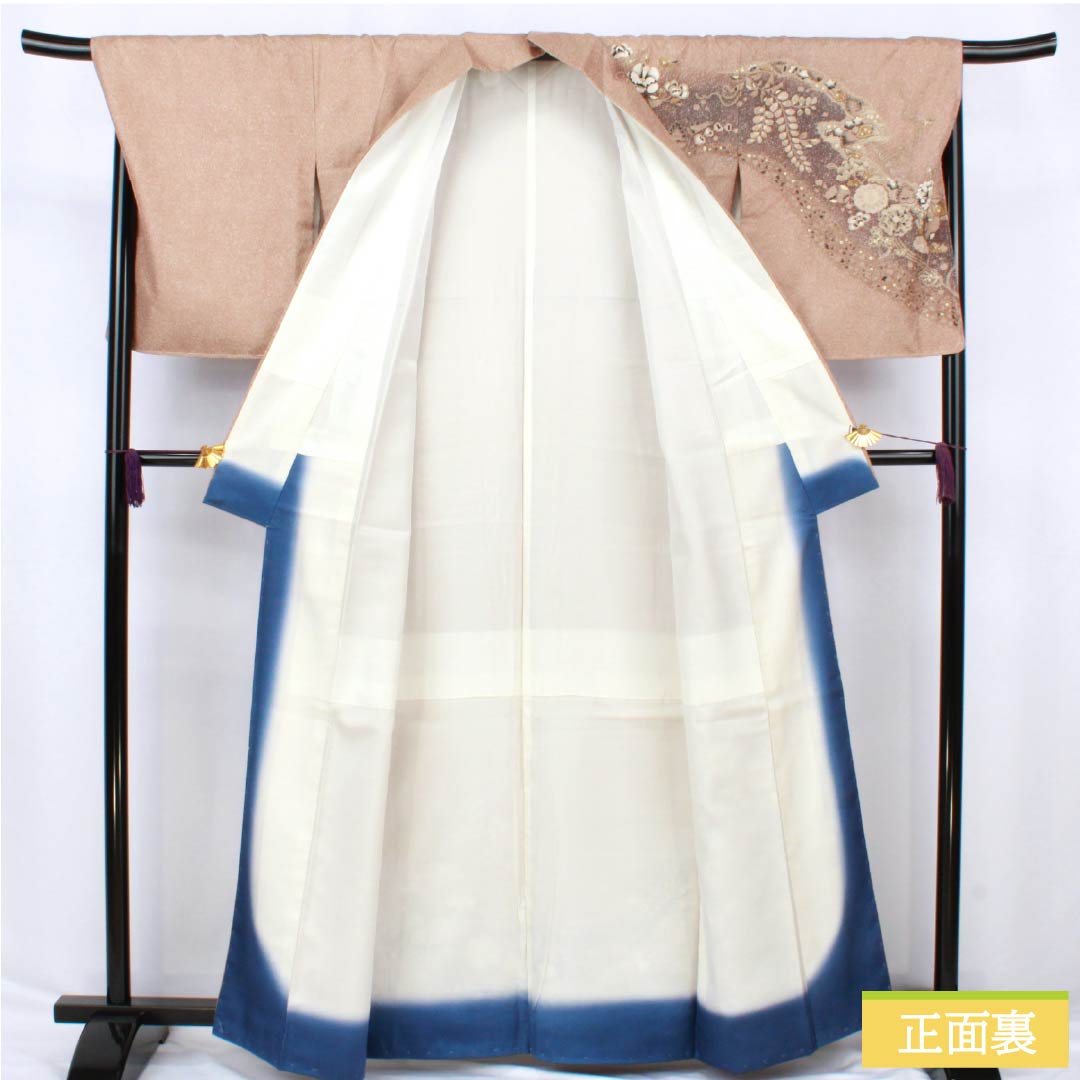 訪問着 正絹 Sランク 袷 身丈162cm 裄丈69cm 松染色(まつぞめいろ) 大島紬 絞り 辻ヶ花 しつけ糸付き 茶系 1112006692414