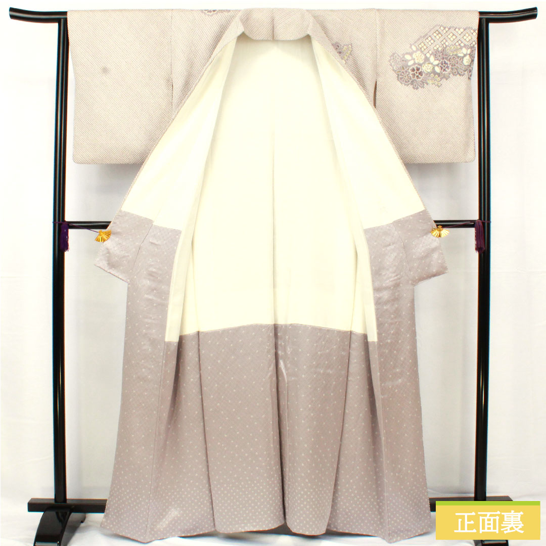 訪問着 正絹 袷 身丈161.5cm 裄丈61.5cm 淡紫色(たんししょく) 総絞り 辻ヶ花 Aランク 紫系 1112005473420