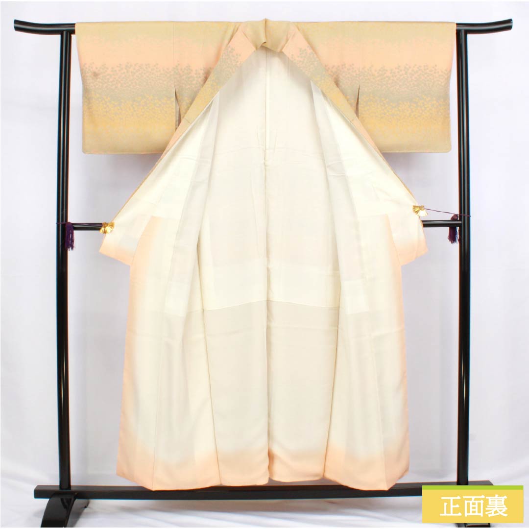 Komon silk S-rank, length 152.5cm, sleeve length 61.5cm, lined, Edo komon, stencil dyeing, circle with four squares, single crest, Seigaiha pattern, gradation pattern, product number 1115006492299