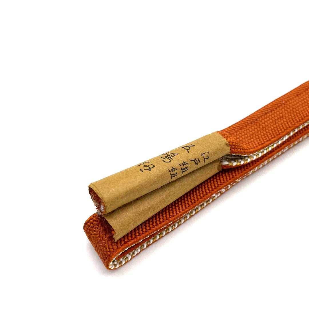(新古品) 帯締め 正絹 四分紐 黄丹色(おうにいろ) 五嶋紐 江戸組紐 新古品 長さ約168cm 幅約1.5cm セミフォーマル Sランク 橙系 1135000832926