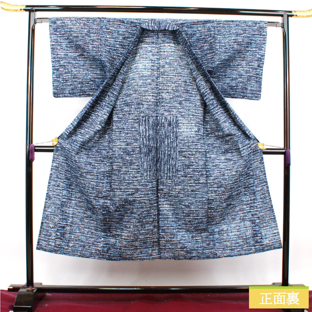 浴衣 木綿 身丈143.5cm 裄丈63.5cm Sランク 単衣 紺系 濃紺色(のうこんいろ) 男物 幾何学模様 1118004882418