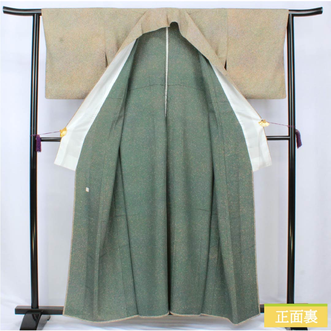 小紋 正絹 Aランク 身丈157.5cm 裄丈63cm 単衣 剣片喰 一つ紋 タタキ染 グラデーション系 1115006733399