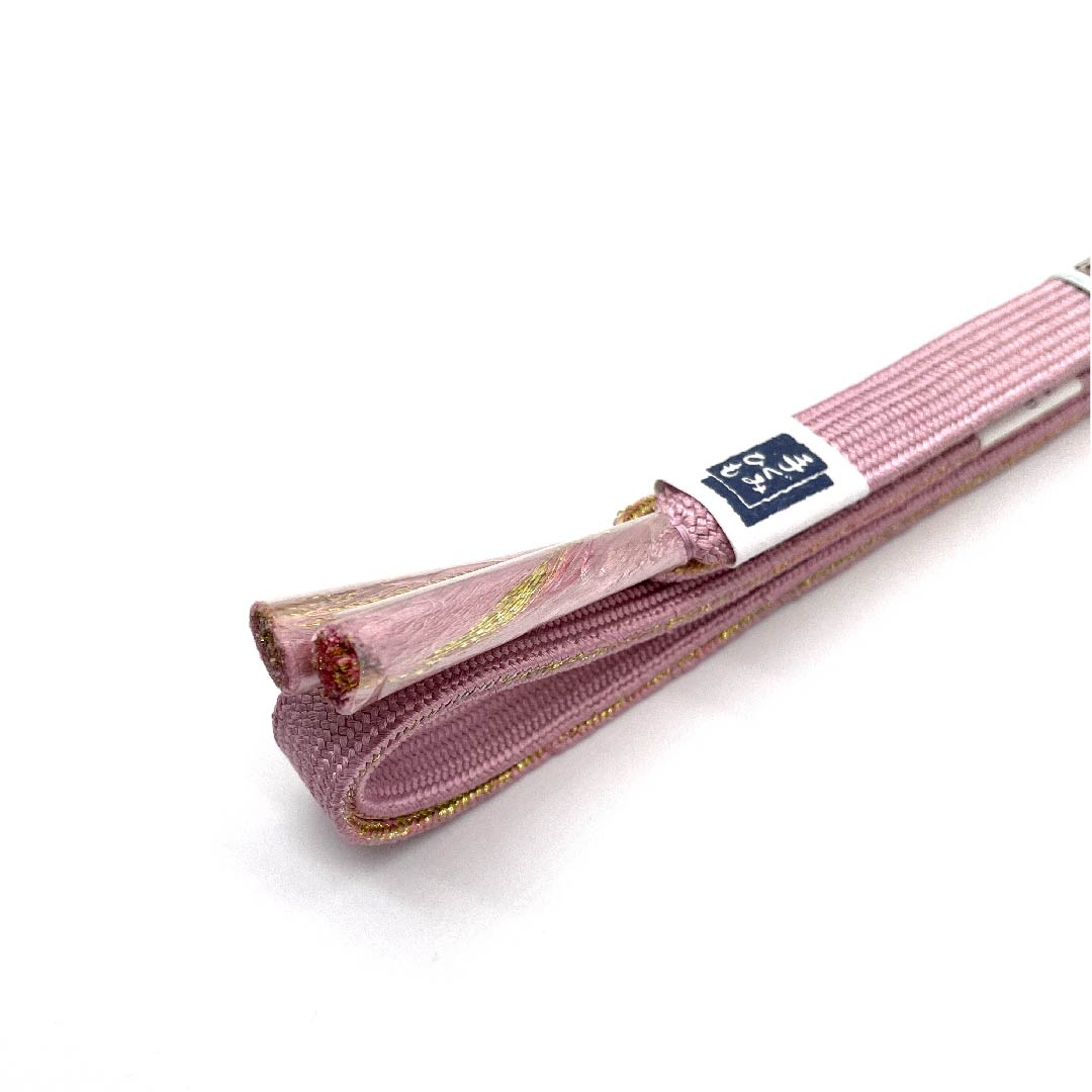 (新古品) 帯締め 正絹 四分紐 唐棣色(にわうめいろ) 手組紐 鱗 金属糸使用 長さ約159cm 幅約1.5cm セミフォーマル Sランク ピンク系 1135002832313