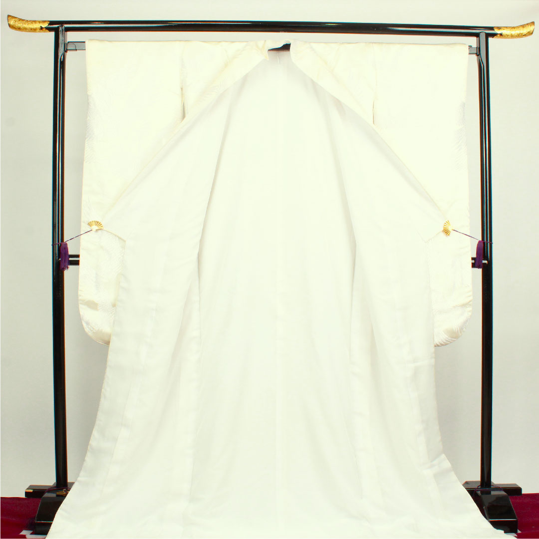 白無垢 身丈194cm 唐織 白鶴 正絹 Aランク 袷 白系 1110000503911