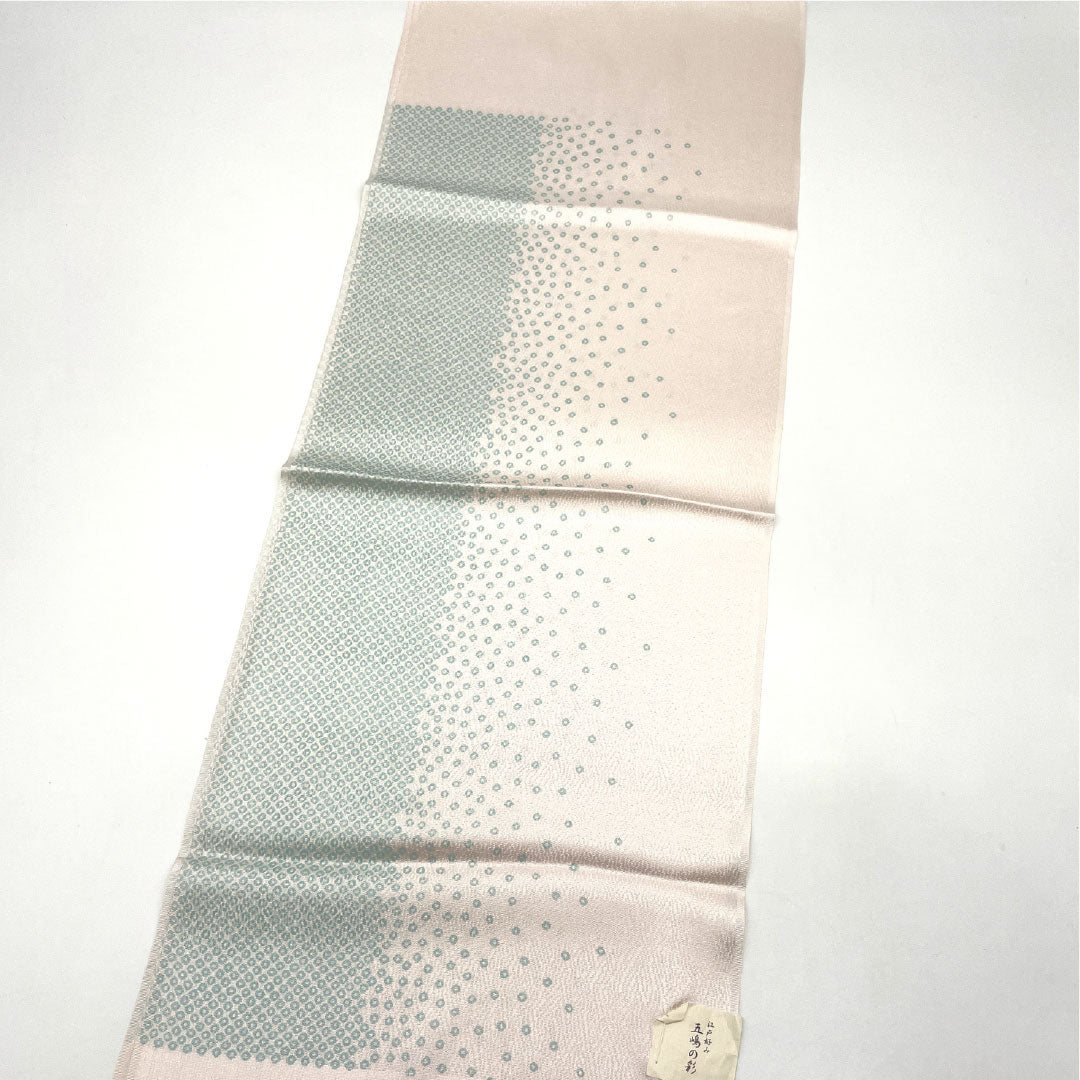 (Like New) Silk Obiage (Sash) - New Rank, Casual, Light Cherry Blossom Color, Goshima Himo, Dyed Hikita Pattern, Classic Pattern, Approximately 184cm Long, Approximately 30cm Wide, Pink, Product Number: 1136001401913