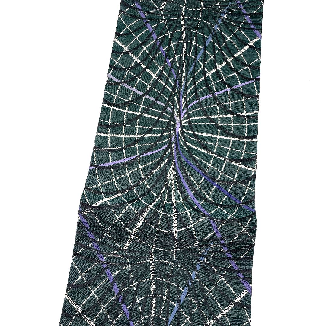 Fukuro Obi, Deep Green, Obihiro, Geometric Pattern, Length 446cm, Pure Silk, S Rank, Six-pass, Casual, Green, 1123009272319
