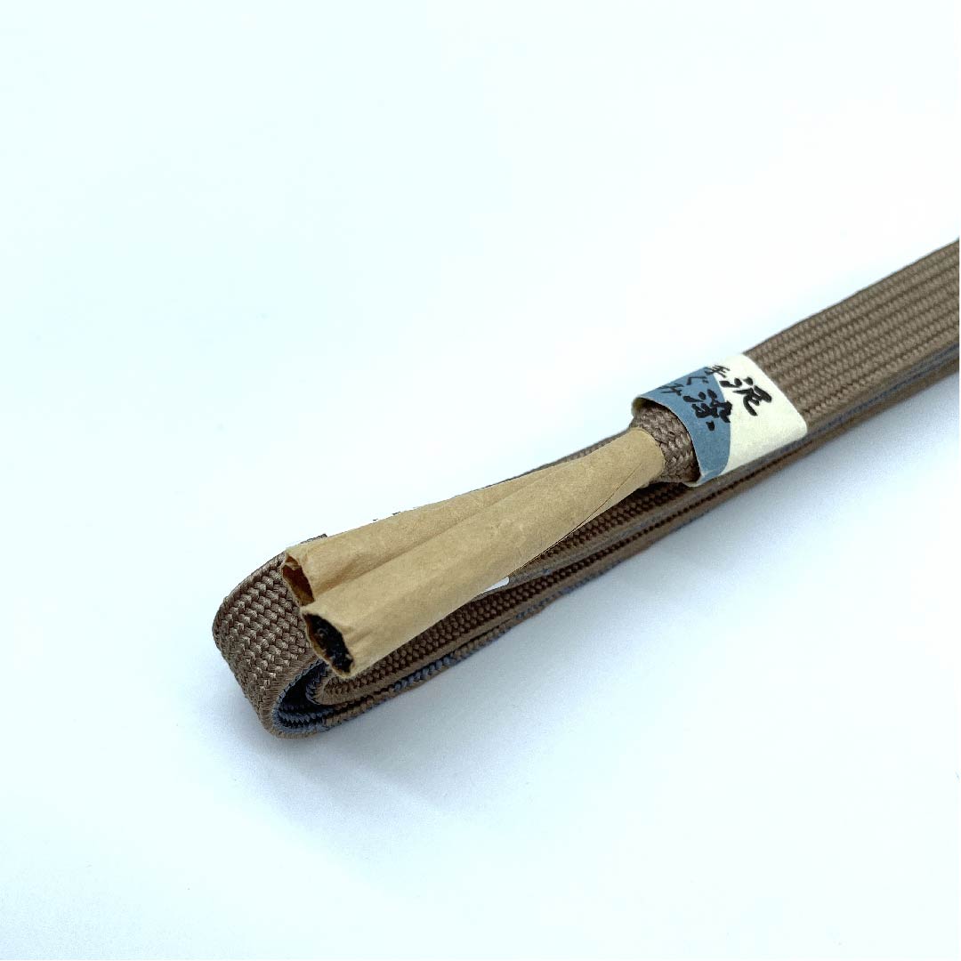 (New old stock) Obijime (belt tying) Pure silk quarter-length cord, sea pine brown (miruchairo), mud-dyed hand-woven cord, new old stock, length approx. 162cm, width approx. 1.5cm, casual, S rank, brown, 1135002822314