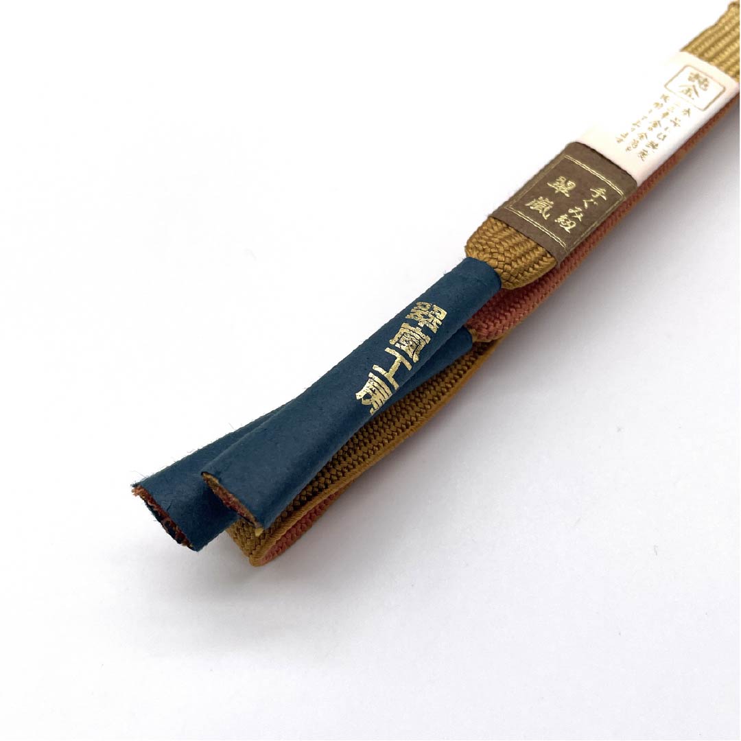 (新古品) 帯締め 正絹 四分紐 埴色(はにいろ) 手組紐 翆嵐工房 純金 長さ約161cm 幅約1.5cm セミフォーマル NEWランク 茶系 1135003441314