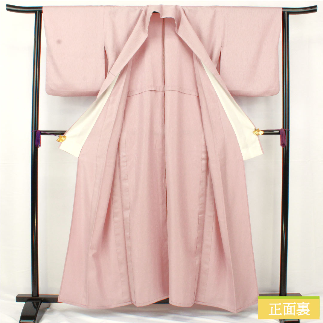 色無地 正絹 身丈159cm 裄丈63cm 葡萄色(えびいろ) 一つ紋 単衣 Sランク 紫系 1114001742320