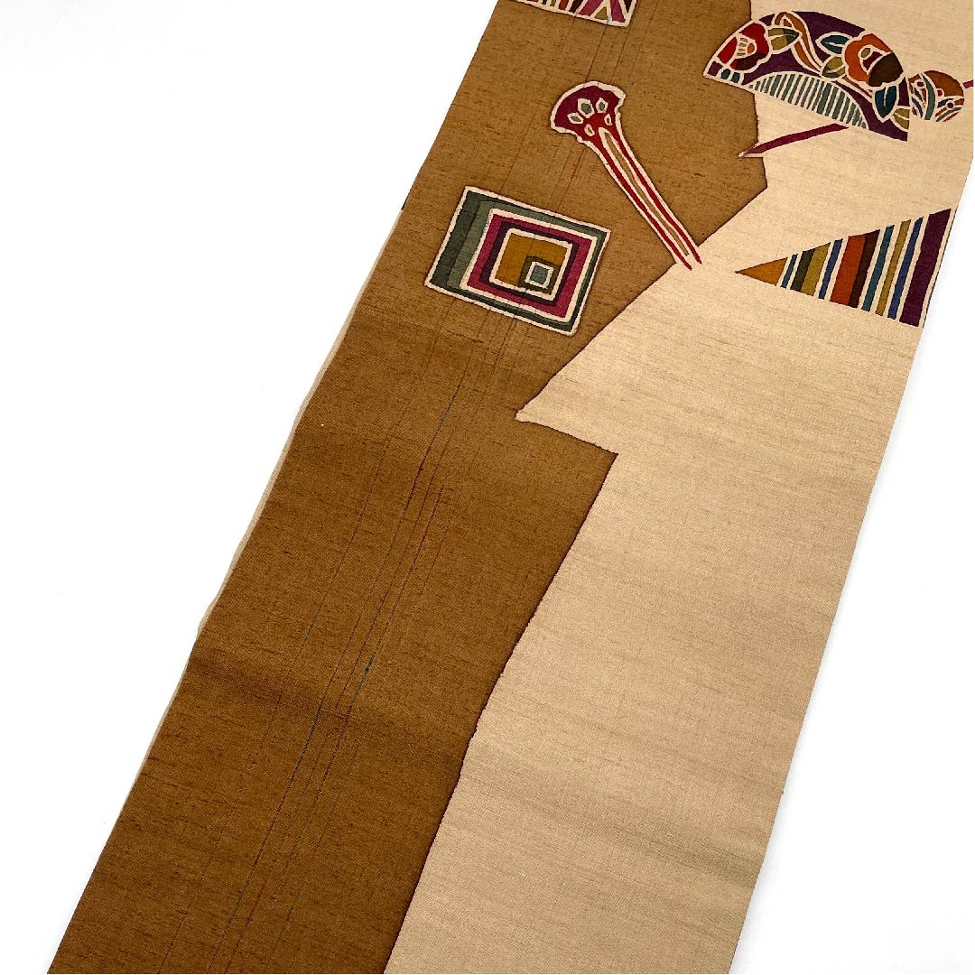 名古屋帯 茶色 かんざし つげぐし 染帯 帯丈372cm 正絹 Sランク ポイント柄 カジュアル 茶系 1124003162314 名古屋仕立て