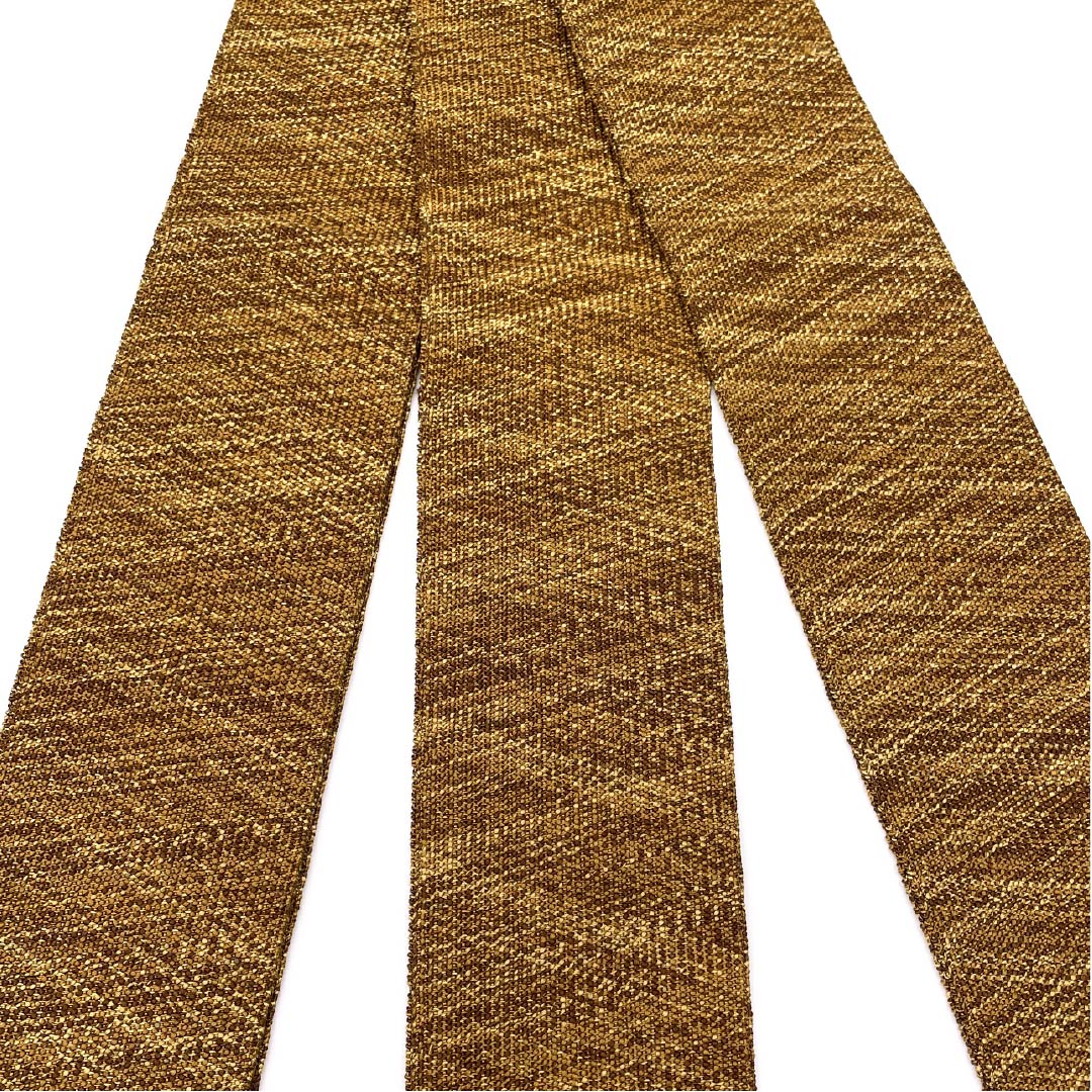 (未仕立)角帯 正絹 黄唐茶色(きからちゃいろ) 幾何学模様 帯丈432cm 幅9cm Sランク 茶系 1134000432914