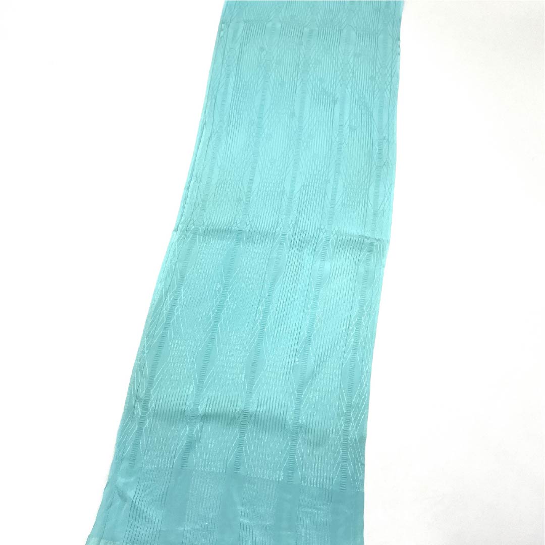 帯揚げ 正絹 Sランク セミフォーマル 水浅葱色(みずあさぎいろ) 縞 幾何学模様 夏用 長さ約171cm 幅約26cm 水色系 1136004032924