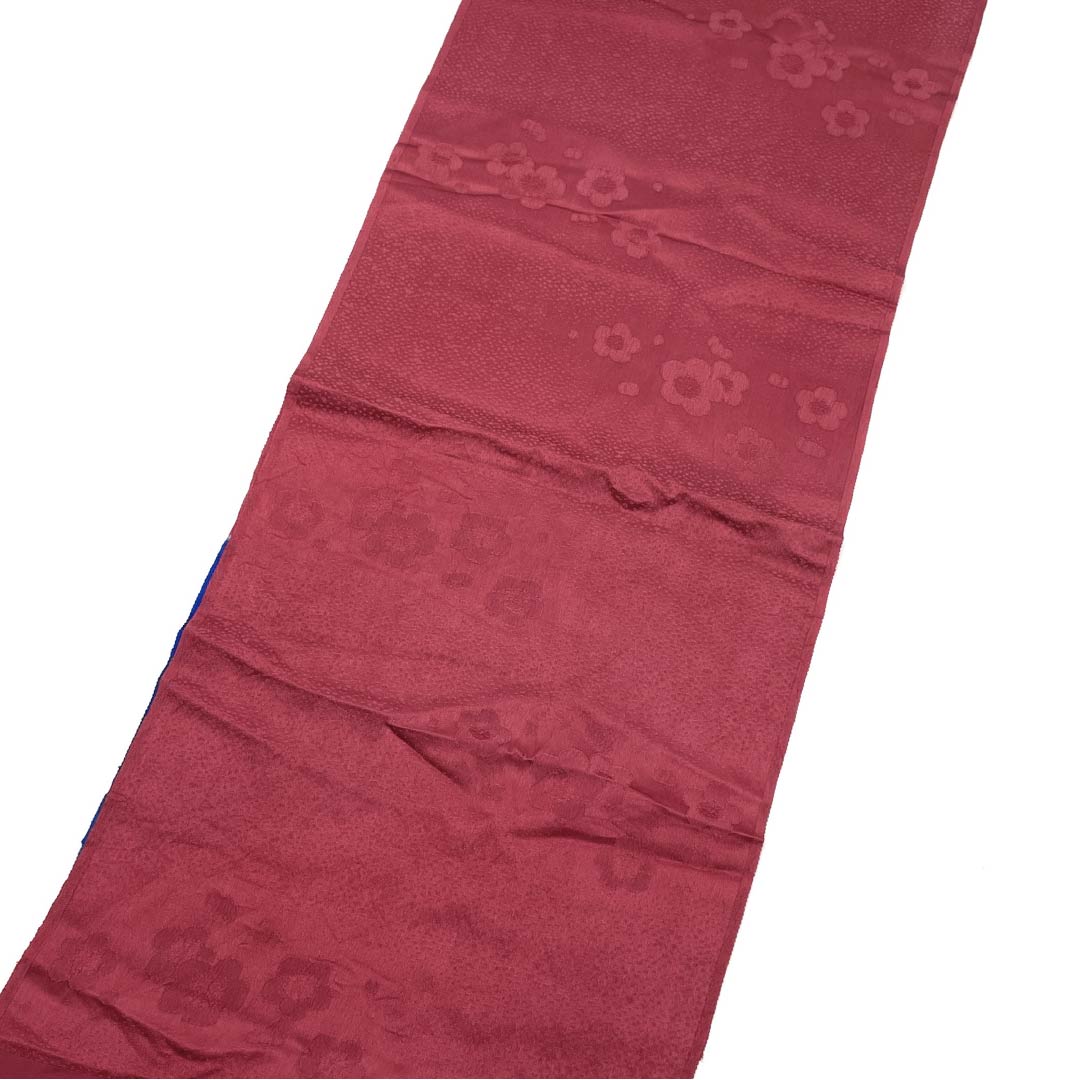 S-Rank Silk Obiage (Semi-Formal) - Dark Red with Two-Tone Design, Classic Floral Pattern, Approximately 172cm Long, 30cm Wide, Red, Product Number: 1136000962912