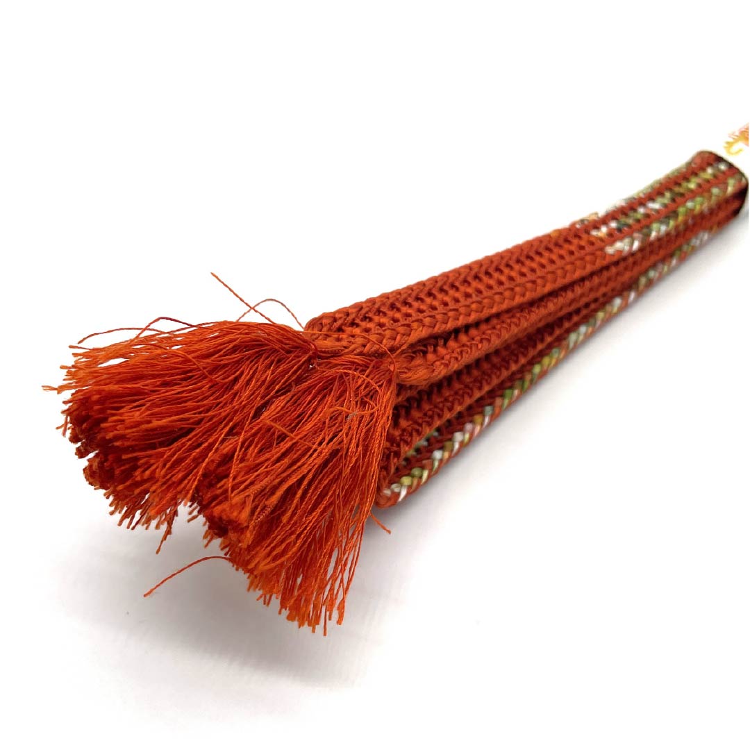 Obijime (sash fastener) made of pure silk, quarter-length string, vermilion, for summer, for single layer kimono, length approx. 155cm, width approx. 1.3cm, casual, S rank, vermilion, 1135003252316
