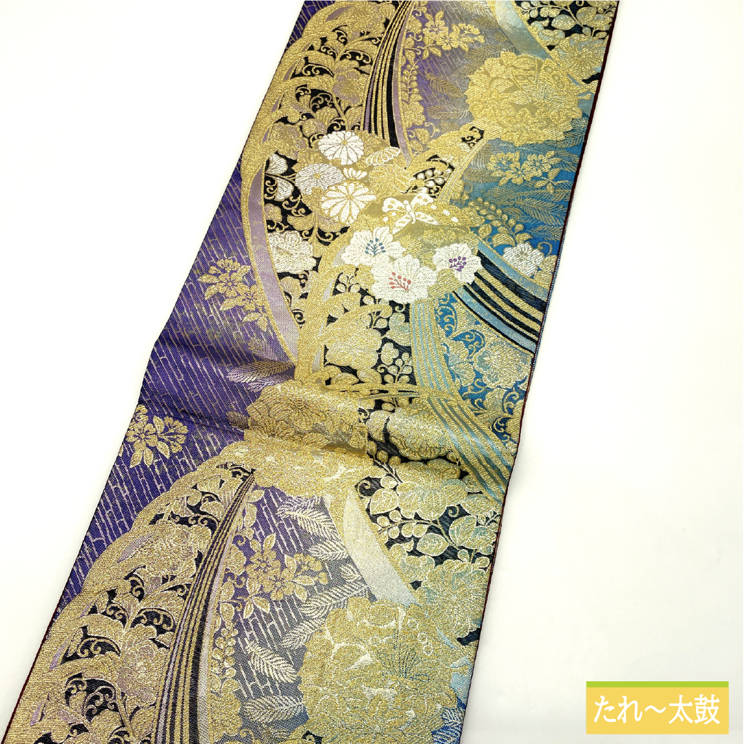袋帯 正絹 Aランク リバーシブル 西陣織 吉祥文様 帯丈440cm 六通 フォーマル グラデーション系 1123017283399