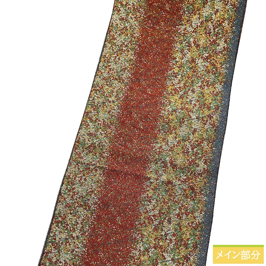 名古屋帯 赤銅色 抽象模様 帯丈355cm 正絹 Sランク 全通 カジュアル 茶系 1124005522314 松葉仕立て