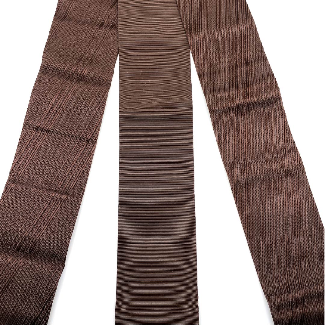 (未仕立)角帯 木綿 焦色(こがれいろ) 斜め線 帯丈404cm 幅10cm Sランク 茶系 1134000462914