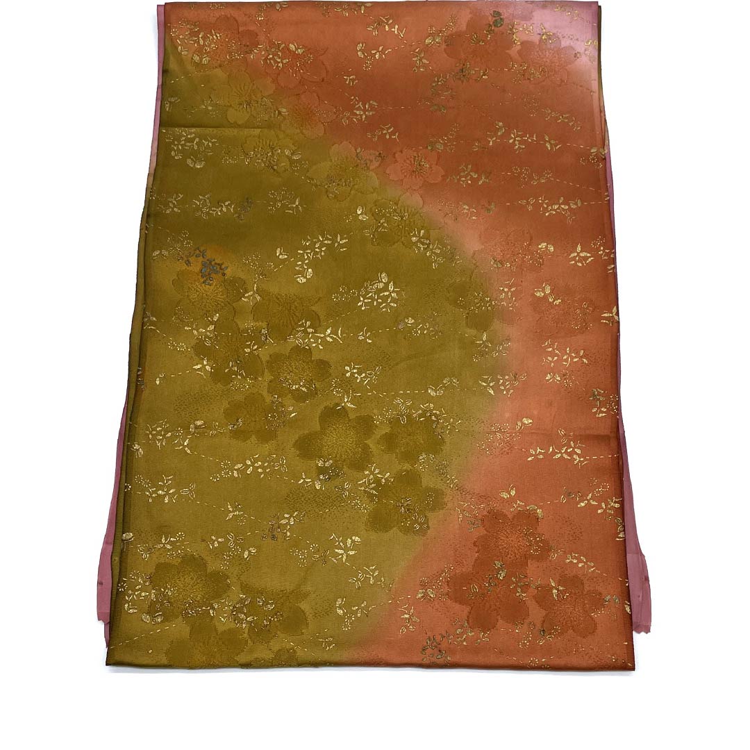 帯揚げ 正絹 フォーマル 積紅色(せきこういろ) 桜 グラデーション 古典柄 長さ約172cm 幅約29cm Sランク ピンク系 1136000462913