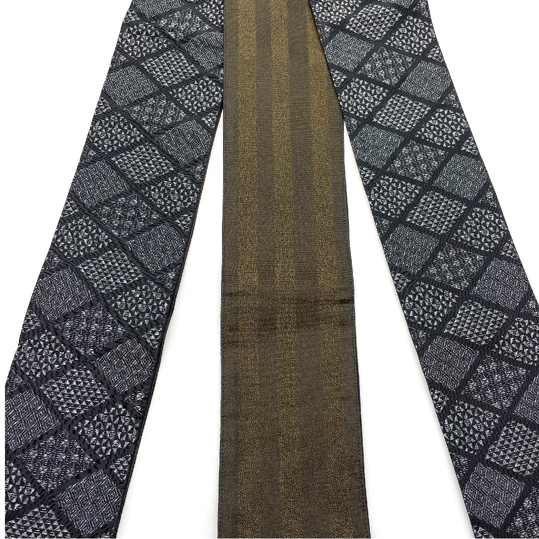 角帯 ポリエステル 黒色 菱模様 未使用品 帯丈419cm 幅10.5cm NEWランク 黒系 1134000161910