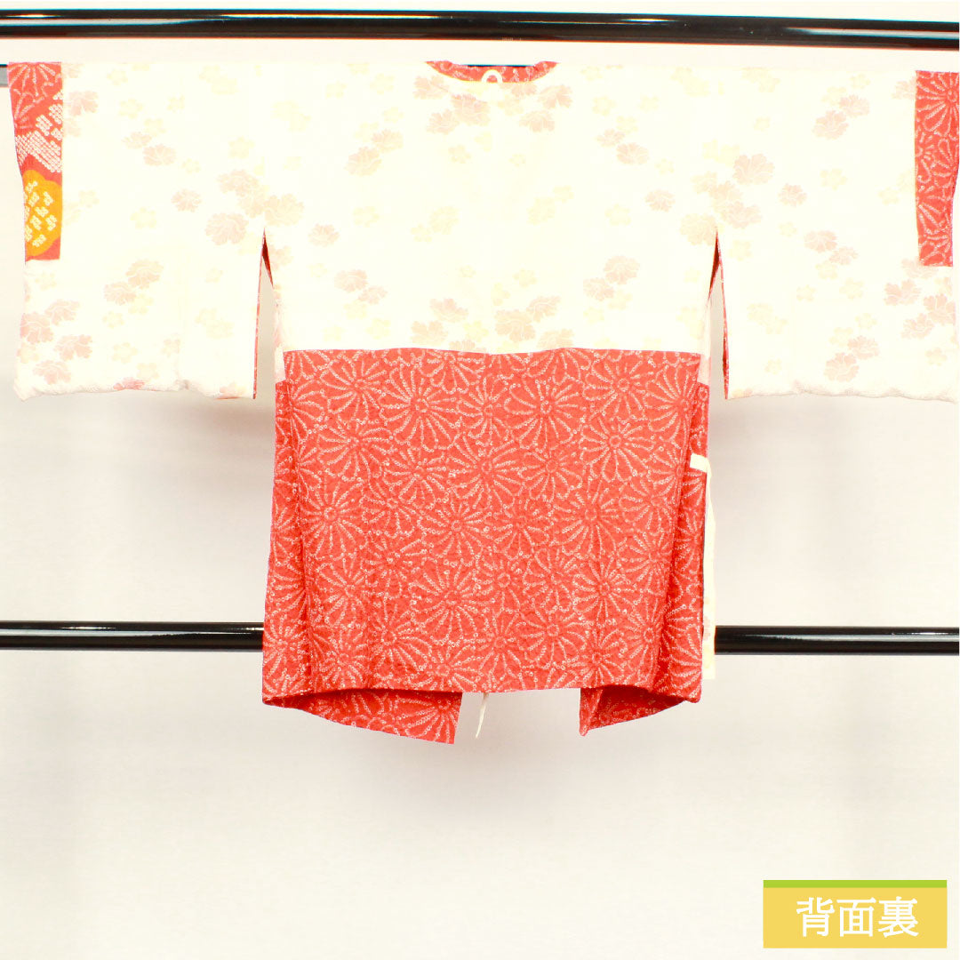 道行コート 正絹 身丈79cm 裄丈63.5cm 緋色 総絞り 菊 Sランク 袷 赤系 1117000722912