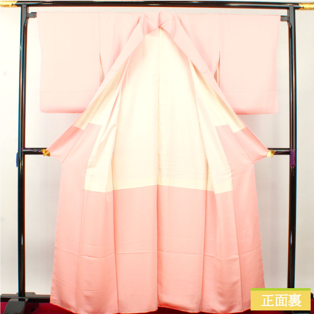 Plain color, pure silk, length 163cm, sleeve length 66cm, Shinonome color, Chayatsuji pattern, lined, no crest, A rank, pink, 1114001383413