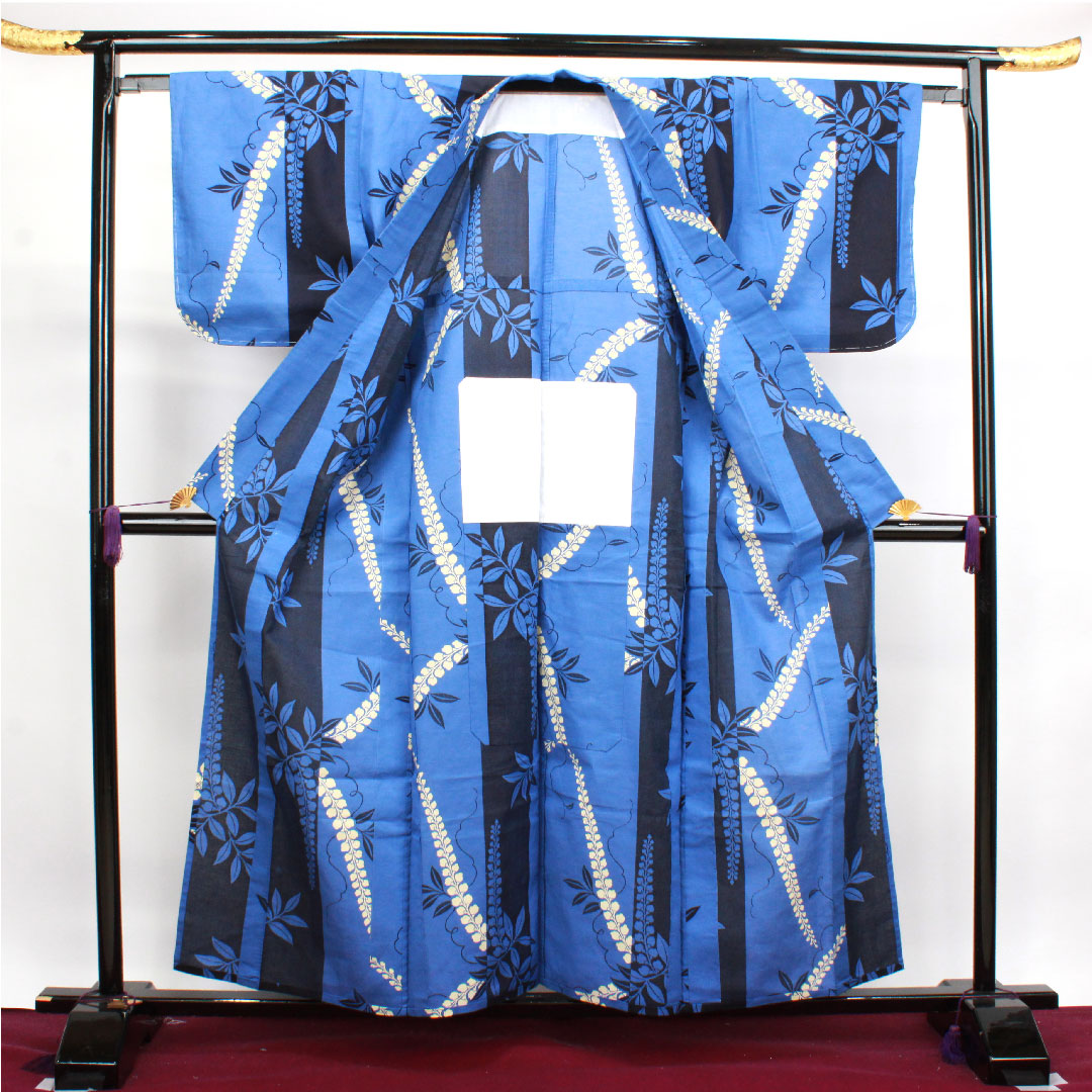 浴衣 しつけ糸付き 未使用品 鈴蘭 木綿 Sランク 単衣 身丈158.5cm 裄丈65cm グラデーション系 1118002912399