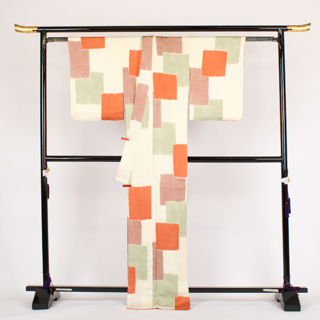 小紋 身丈171.5cm 裄丈66cm 袷 オシャレ小紋 正絹 Aランク クリーム系 1115000153515