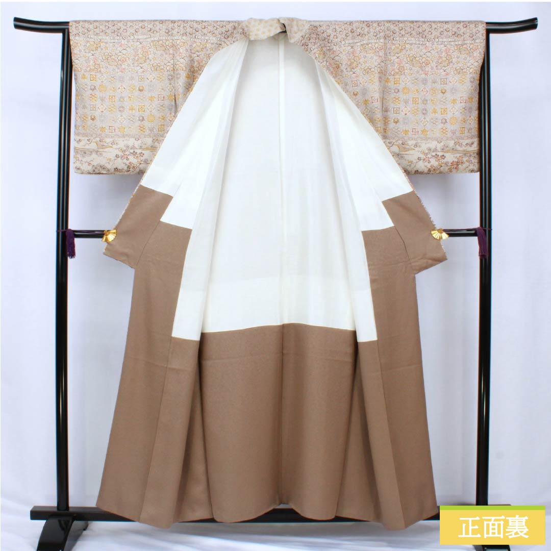 訪問着 正絹 Sランク 袷 身丈156cm 裄丈64.5cm 薄墨色(うすずみいろ) 絹鼠色(きぬねずいろ) 京紅型 花織 グレー系 1112006602322