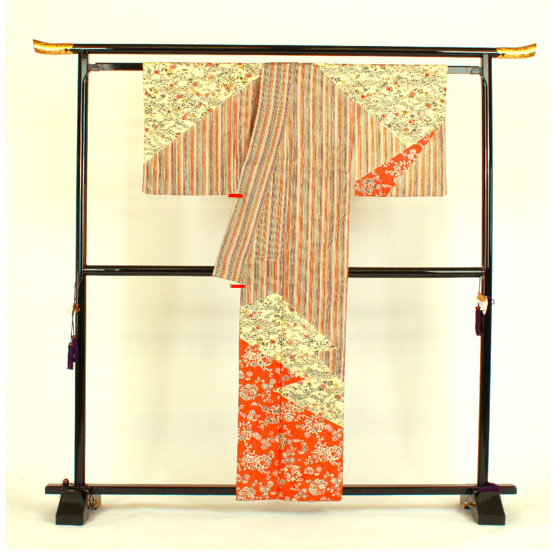 訪問着 袷 身丈159.5cm 裄丈66cm 作家物 型染 正絹 Sランク 茶系 1112000632314
