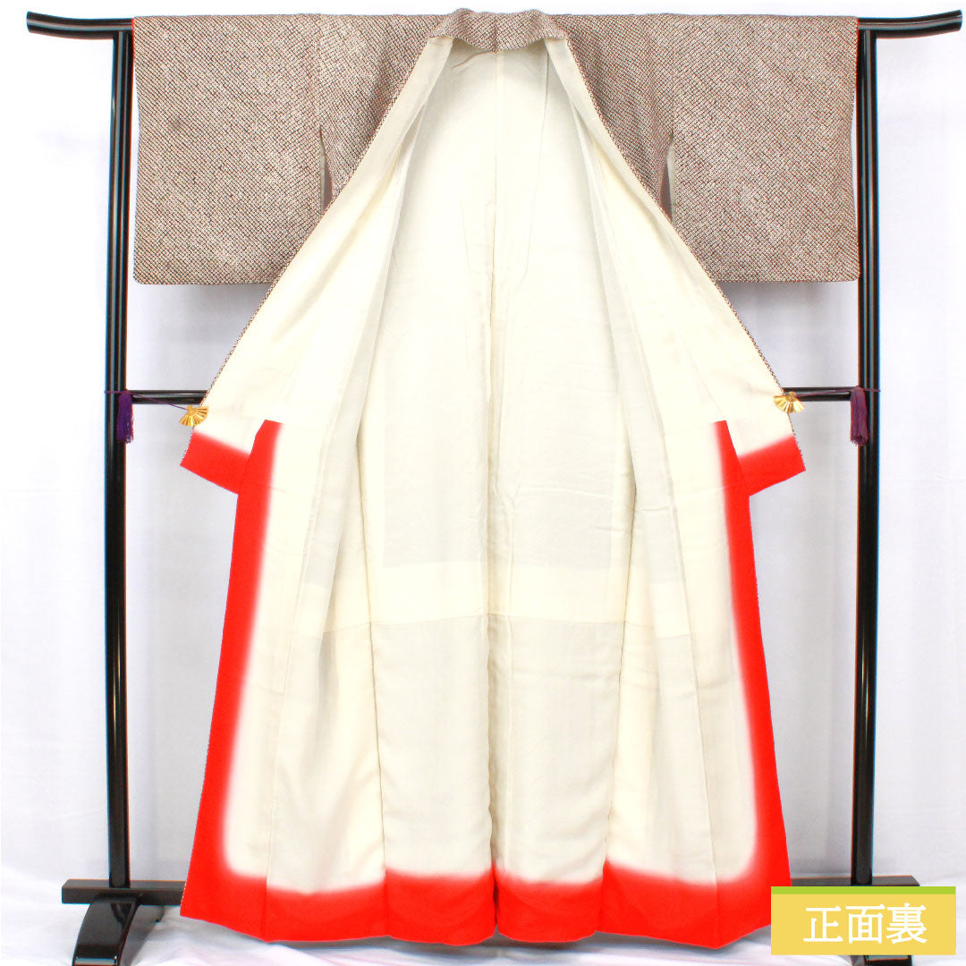 小紋 正絹 身丈162cm 裄丈63cm 袷 総絞り 疋田絞り Aランク 黒系 1115004653410