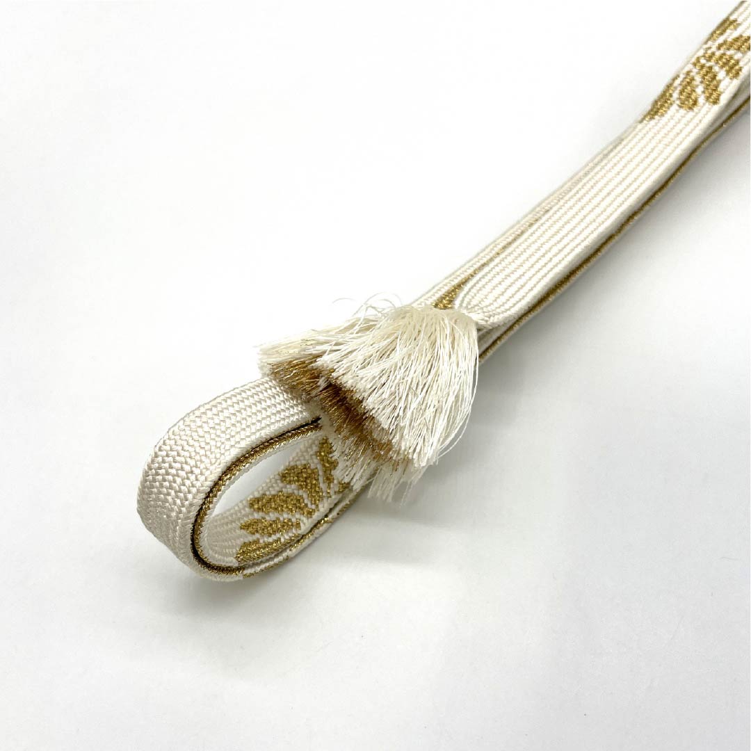 帯締め 正絹 Sランク 白金 平組 長さ約156cm 幅約1.5cm 留袖用 白系 1135006182311