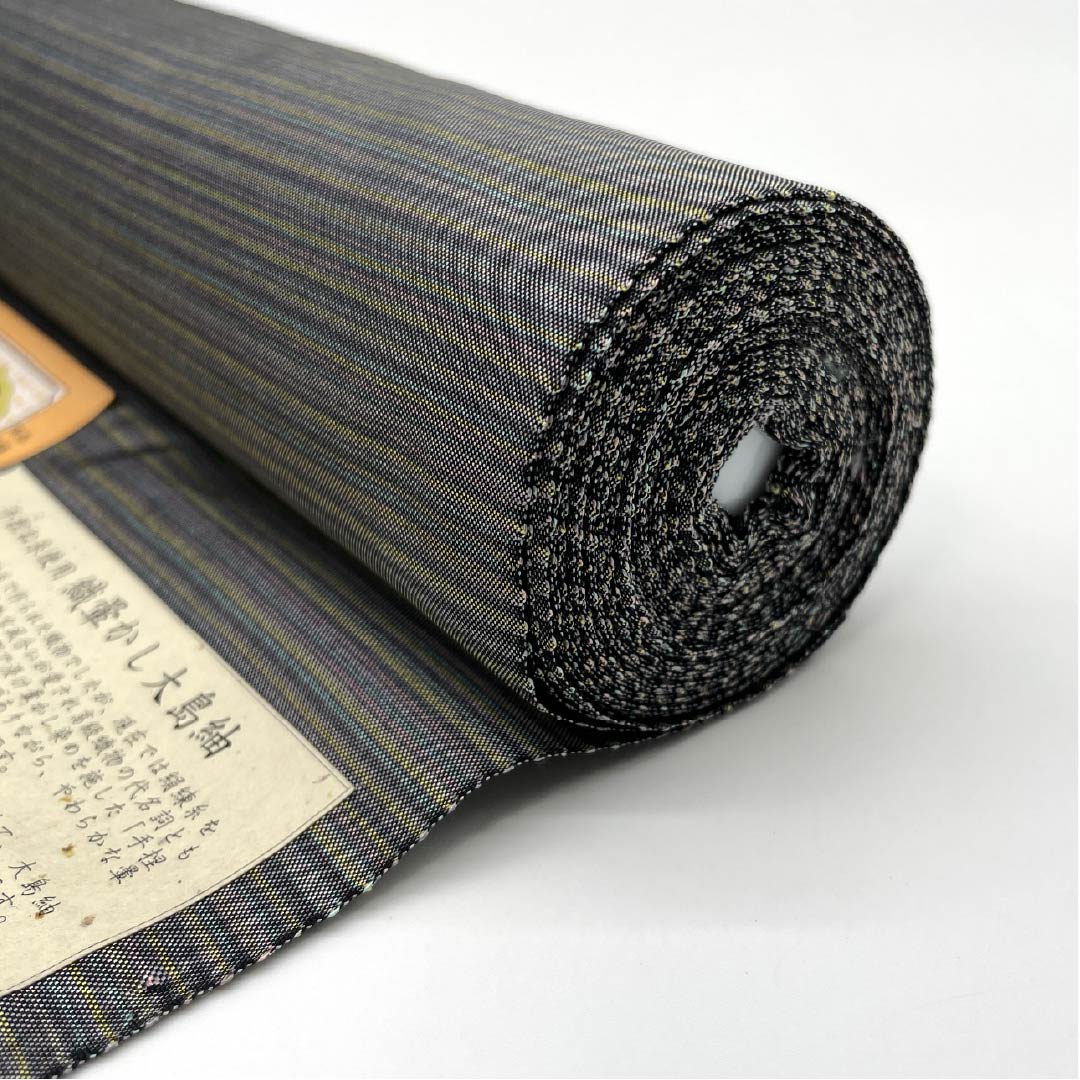 反物 紬 正絹 具墨色(ぐずみいろ) 本場縞大島 手ごね糸使用 縞 NEWランク グレー系 1130001081922